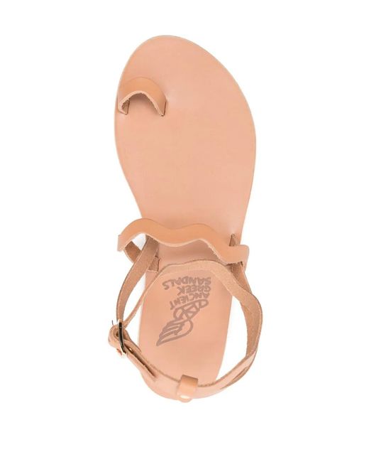 Ancient Greek Sandals Pink Elounda Flat Leather Sandals