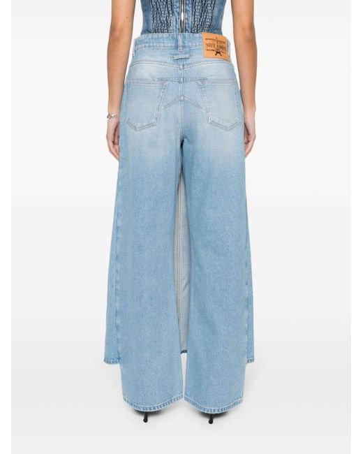 Jean Paul Gaultier Blue Overlapping-panel Straight Jeans