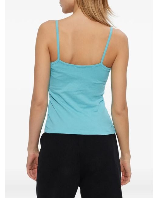 Willy Chavarria Blue Slogan-Print Camisole Top