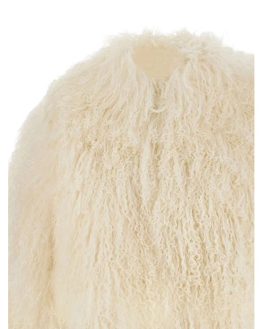 THE TOUCH Natural Marina Lamb-Fur Jacket