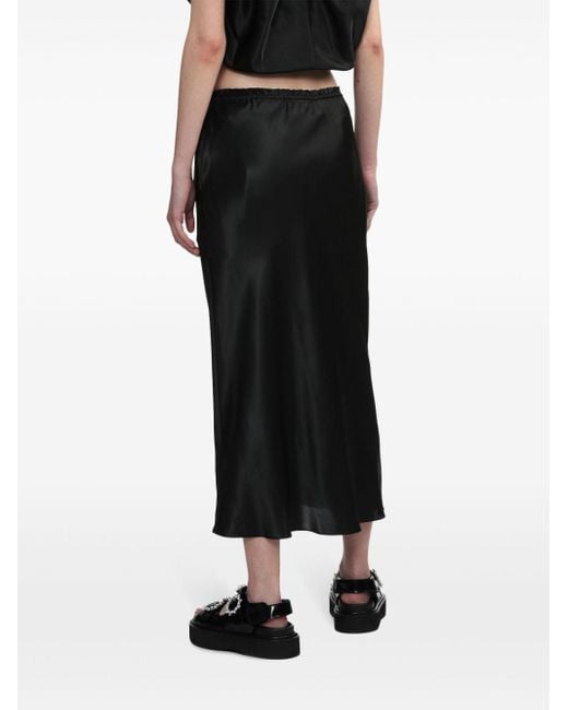 Simone Rocha Black Elasticated-waist Silk Midi Skirt