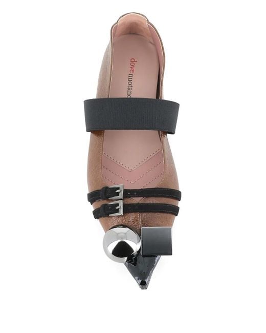 Dove Nuotano Gli Squali Elasticated-strap Ballet Flats Brown