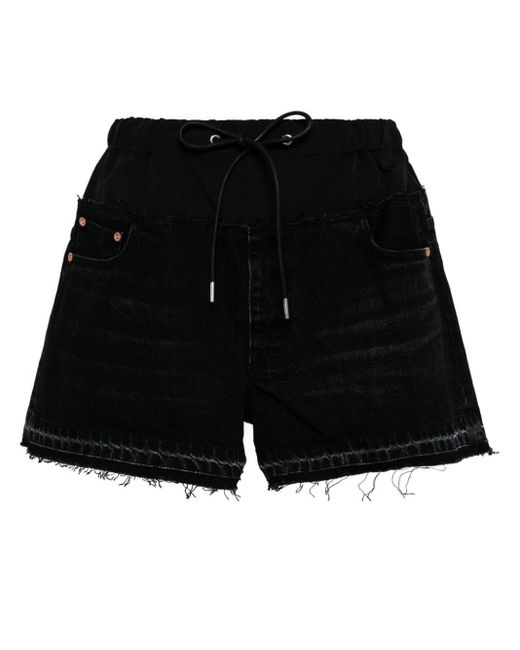 Sacai Black Drawstring-waist Denim Shorts