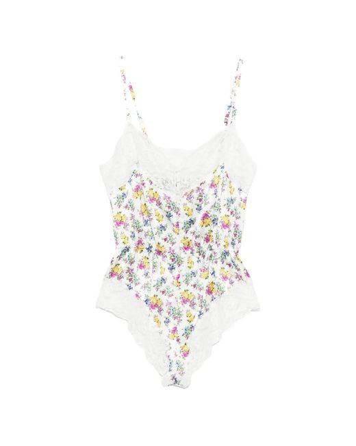 Dolce & Gabbana White Floral-Print Lace-Trim Playsuit