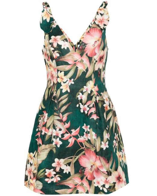 Zimmermann Green Lexi Floral-print Mini Dress