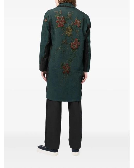By Walid Green Patchwork Button-Up Coat for men