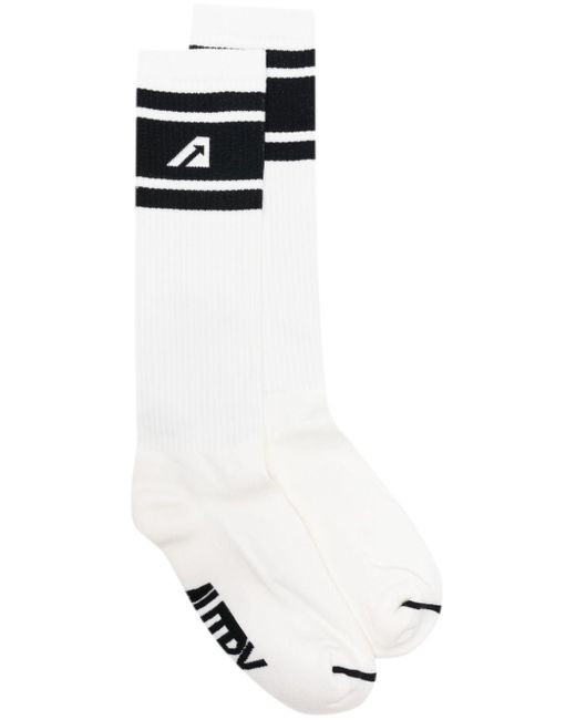 Autry White Logo-intarsia Ribbed Socks for men