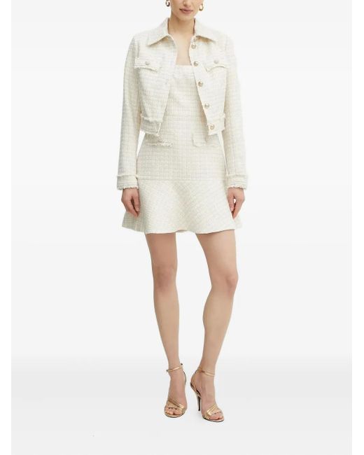 Guess Natural Tweed-Pattern Pearl-Embellishment Mini Dress