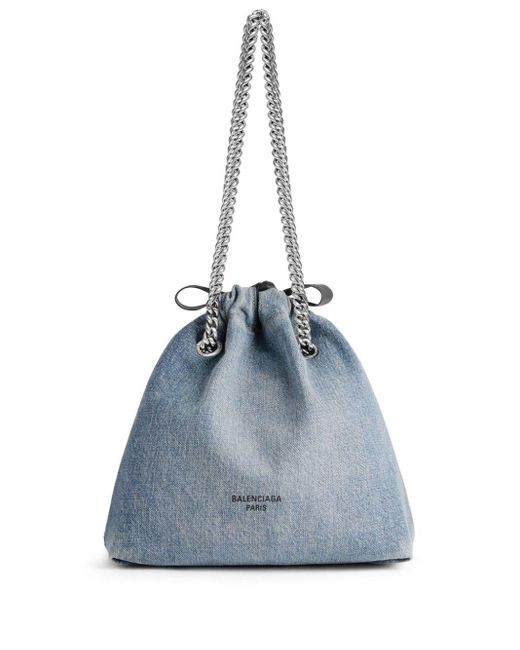 Balenciaga Blue Small Crush Denim Tote Bag