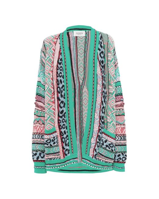 Laneus Blue Open-Front Patterned Cardigan