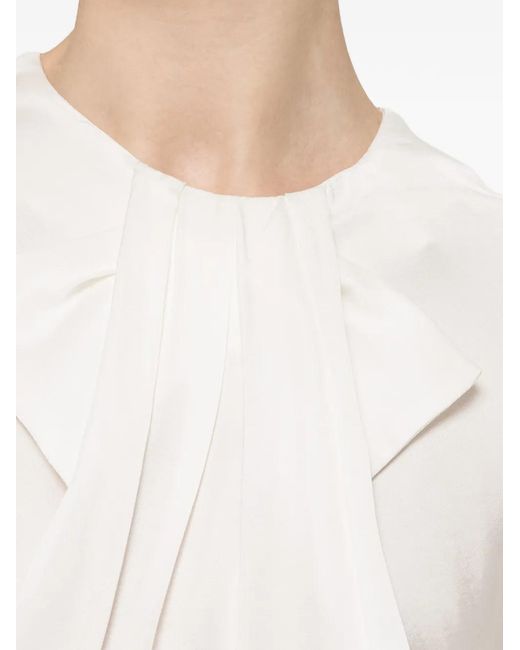 Nissa White Pleat-Detail Blouse