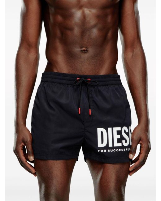 DIESEL Blue Logo-print Swim Shorts for men