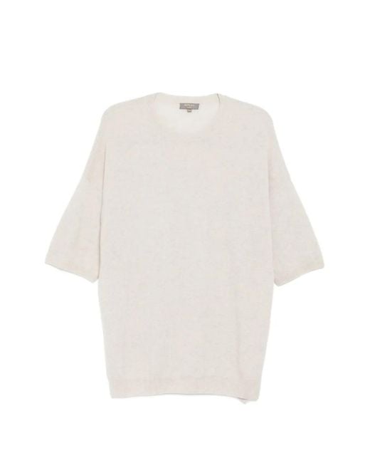 N.Peal Cashmere White Short-Sleeves Knit Top