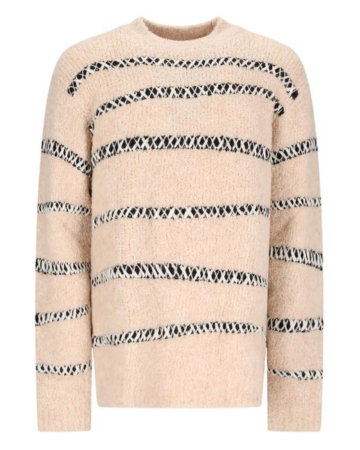 Atomo Factory Gestreifter Bouclé-Pullover in Natural für Herren