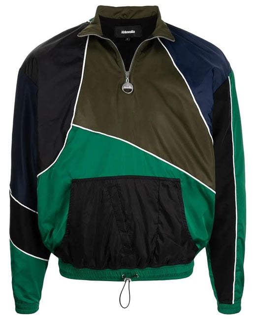 Ahluwalia Green Colour-Block Sport Jacket for men