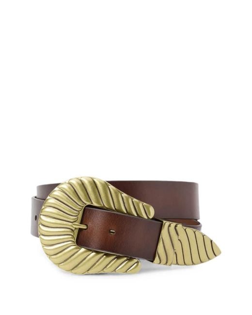 The Great Brown Engraved-Buckle Calf Leather Belt