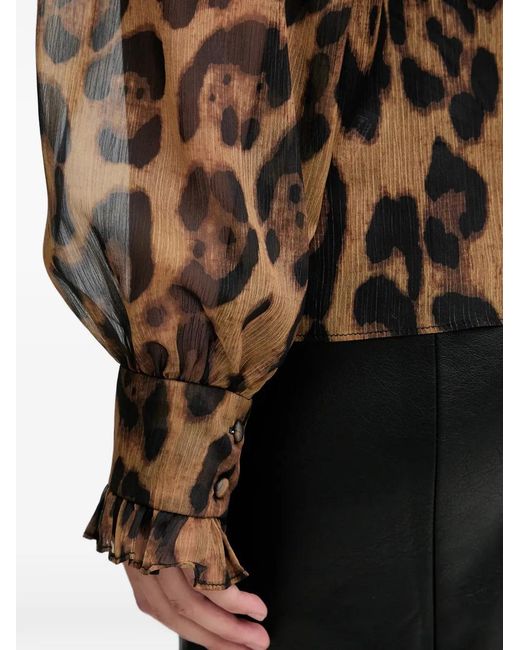 Blusa Con Estampado De Leopardo Bardot de color Brown