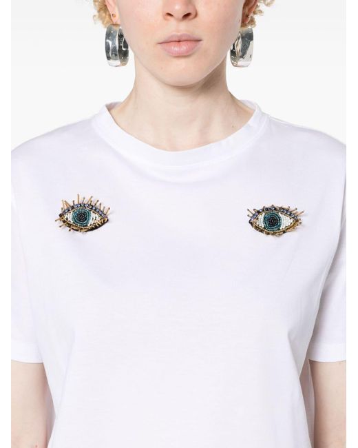 Parlor White Eye-patch Cotton T-shirt