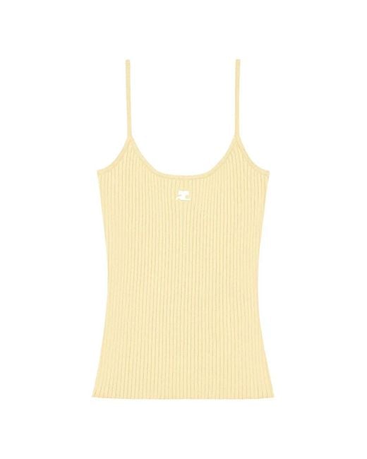 Courreges Yellow Ribbed-Knit Tank Top