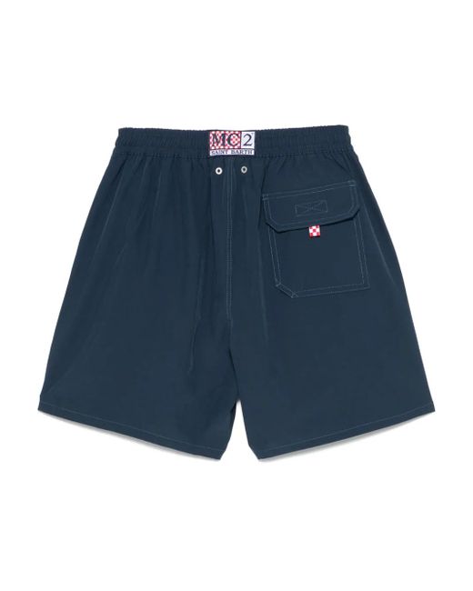 Mc2 Saint Barth Blue Logo-Patch Swim Shorts for men