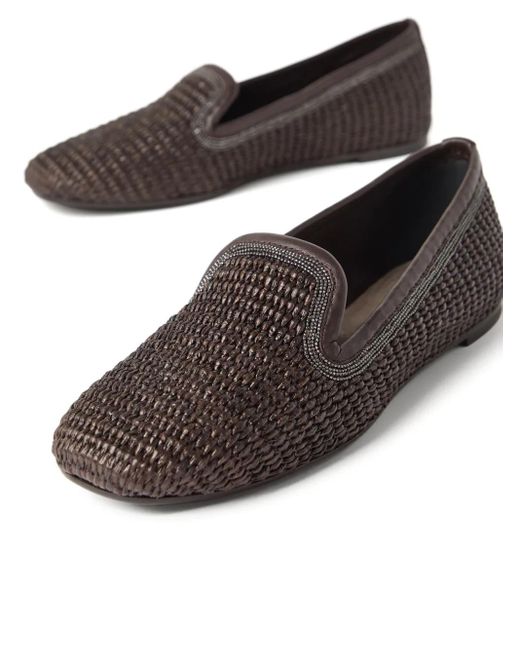 Brunello Cucinelli Brown Loafers Aus Raffiabast