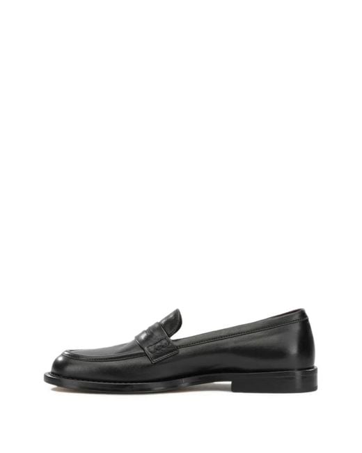 Pomme D ́Or Black Leather Penny-Slot Loafers