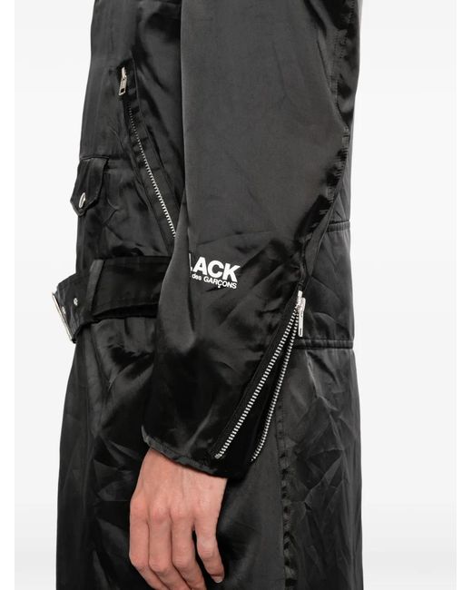 COMME DES GARÇON BLACK Black Logo-Print Biker Coat for men