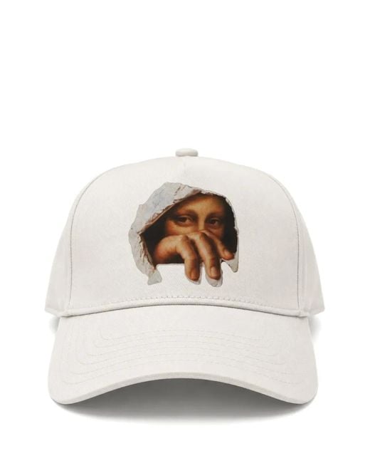 Melt White Graphic-Print Cotton Baseball Cap for men