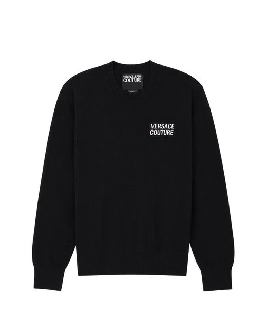 Versace Jeans Couture Black Logo-Patch Sweater for men
