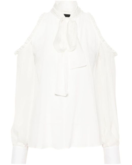 Pinko White Bluse mit Schleifenkragen