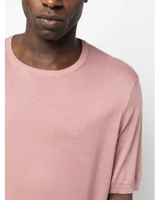 Tagliatore Pink Knitted Silk T-Shirt for men
