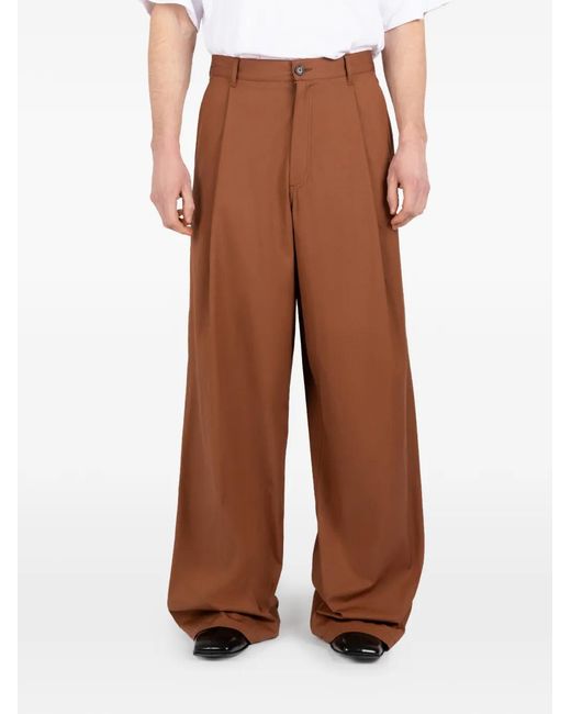 Societe Anonyme Brown Pleated Wide Trousers