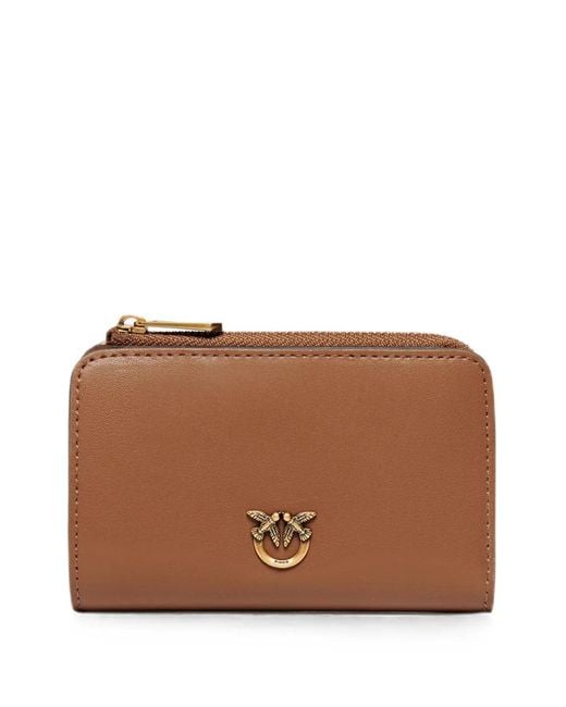 Pinko Brown Love Birds Leather Wallet