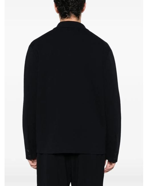Fursac Black Collared Button-Front Cardigan for men