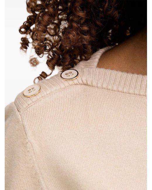 Morgan Natural Striped Button-Detail Sweater