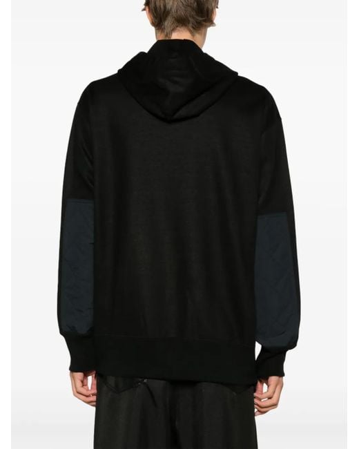 Junya Watanabe Black Ripstop-panel Cotton Hoodie for men