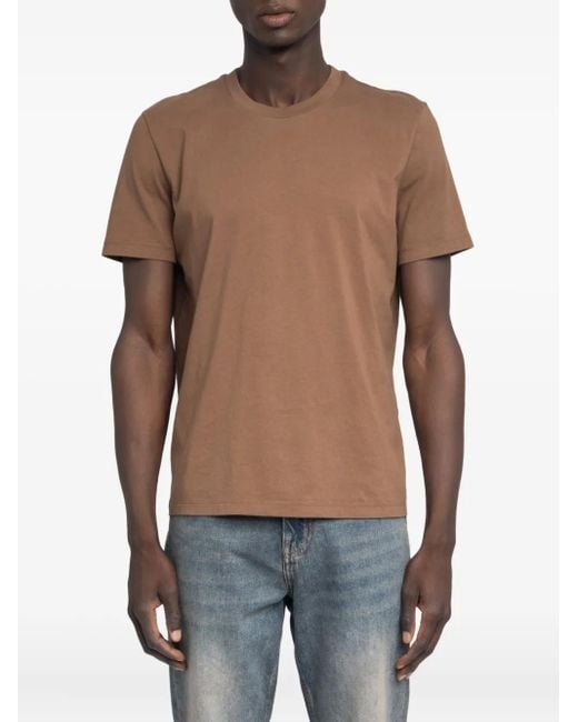 Zadig & Voltaire Brown Tommy Skull-Print Cotton T-Shirt for men