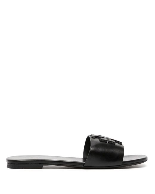 Tory Burch Ines Logo-patch Slides in Black | Lyst