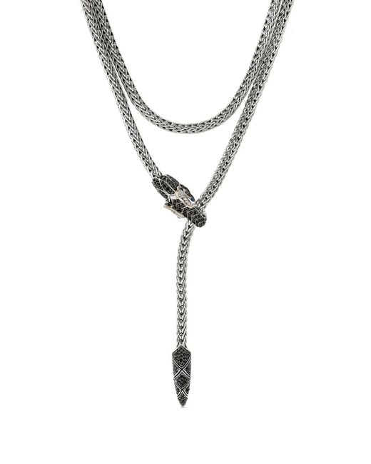 John Hardy Metallic 18Kt And Sterling Naga Lariat Diamonds And Sapphires Necklace