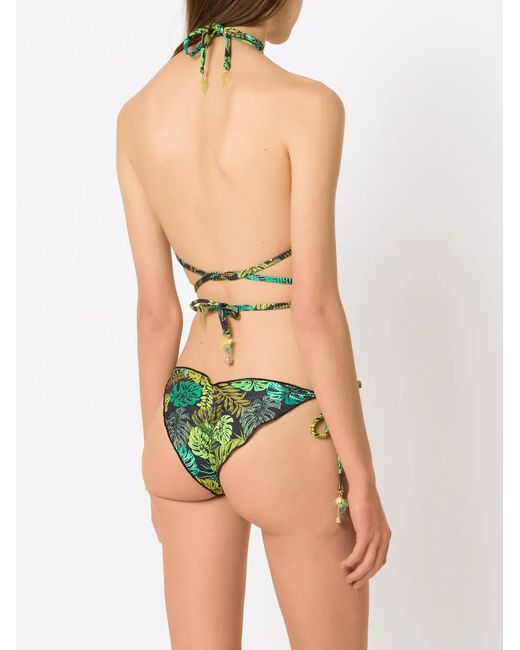 Amir Slama Green Tropical Print Tie Around Bikini