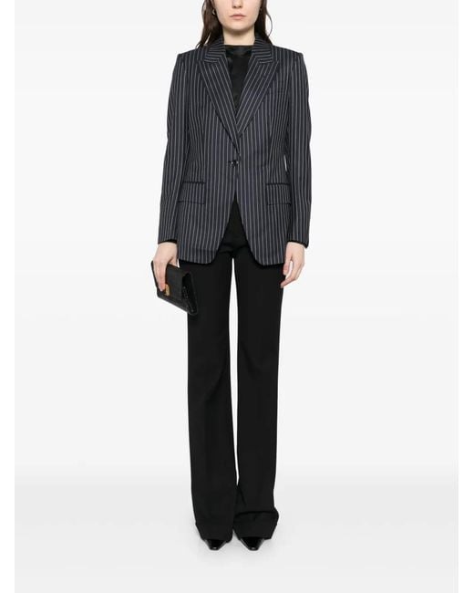 Tom Ford Blue Wool Single-Breasted Blazer Jacket