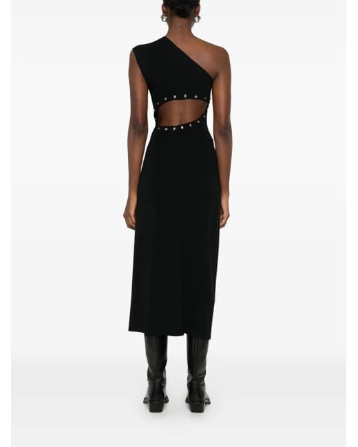 Maje Black Asymmetric Knitted Maxi Dress