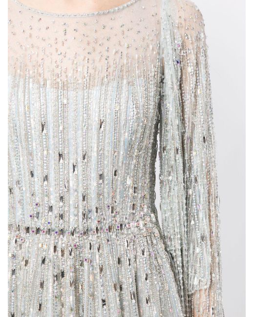 Jenny Packham White Hestia Crystal-embellished Pleated Gown