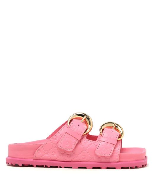 MARINE SERRE Pink Embossed Leather Sandals