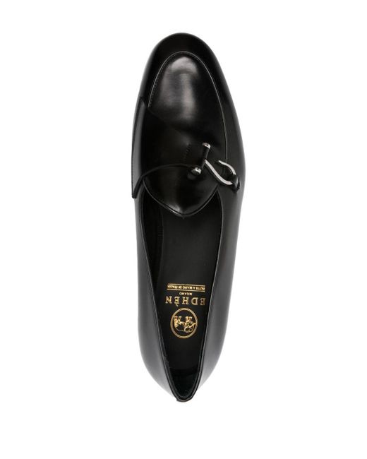 Edhen Milano Black Comporta Leather Loafers for men