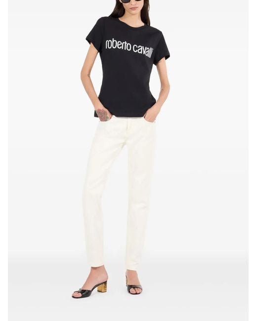 Roberto Cavalli White Python-Print Jeans