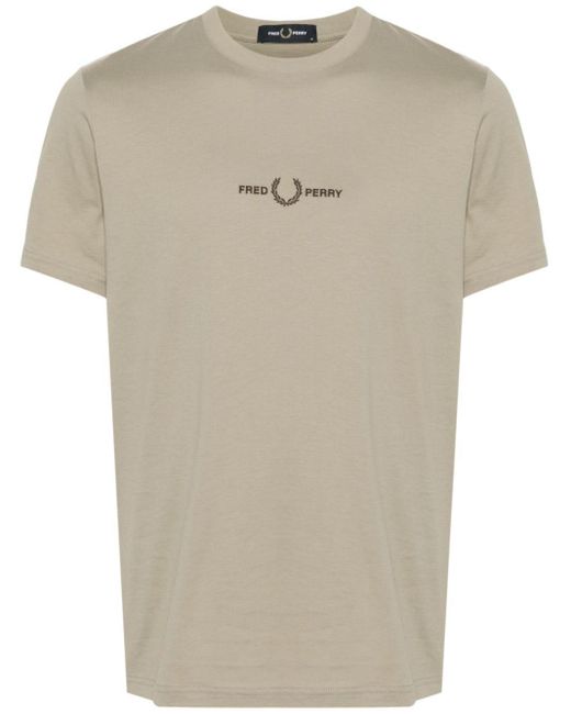 Fred Perry Natural Embroidered-logo Cotton T-shirt for men