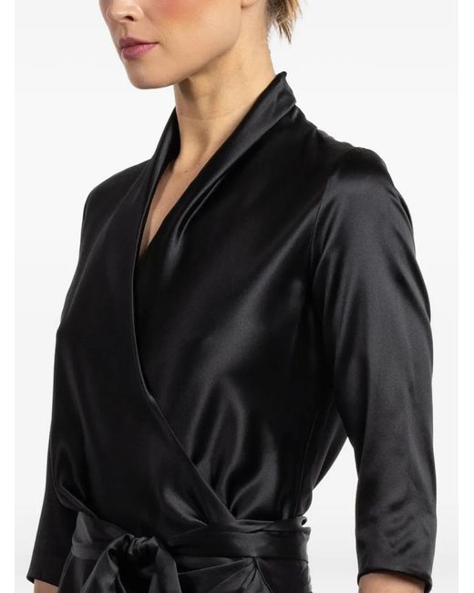 Peter Cohen Black Tie-Waist Wrap Dress