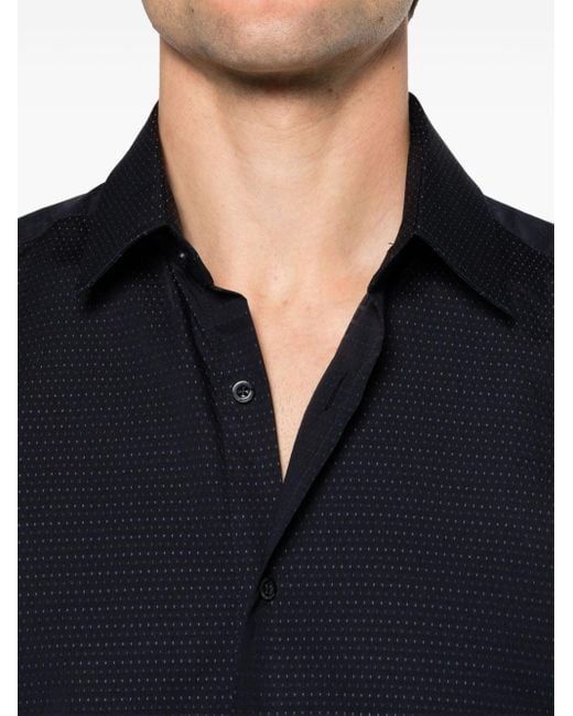 Chemise en coton à pois Karl Lagerfeld pour homme en coloris Blue