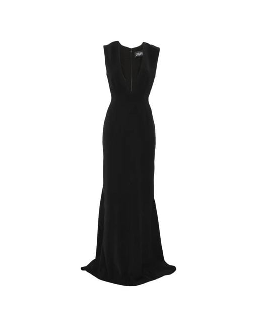 Solace London Black Althea Plunging V-Neck Sleeveless Maxi Dress
